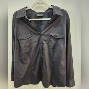 Lane Bryant Black Button-Up Blouse 2x